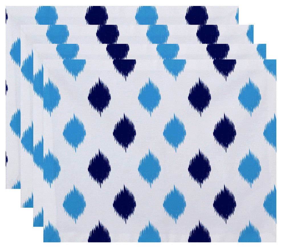 Decorative Holiday Placemat Geometric, Set of 4, Royal Blue