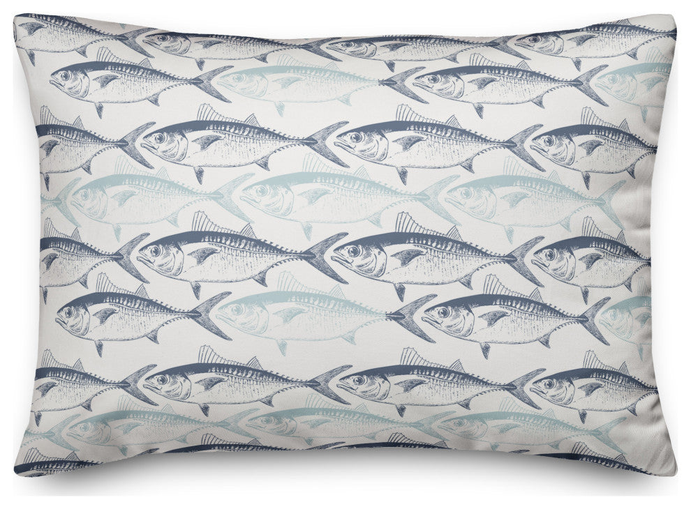 Blue Fish School 14x20 Spun Poly Pillow