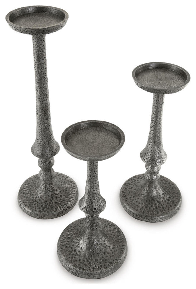 Eravell Pewter Finish Candle Holder, Set of 3
