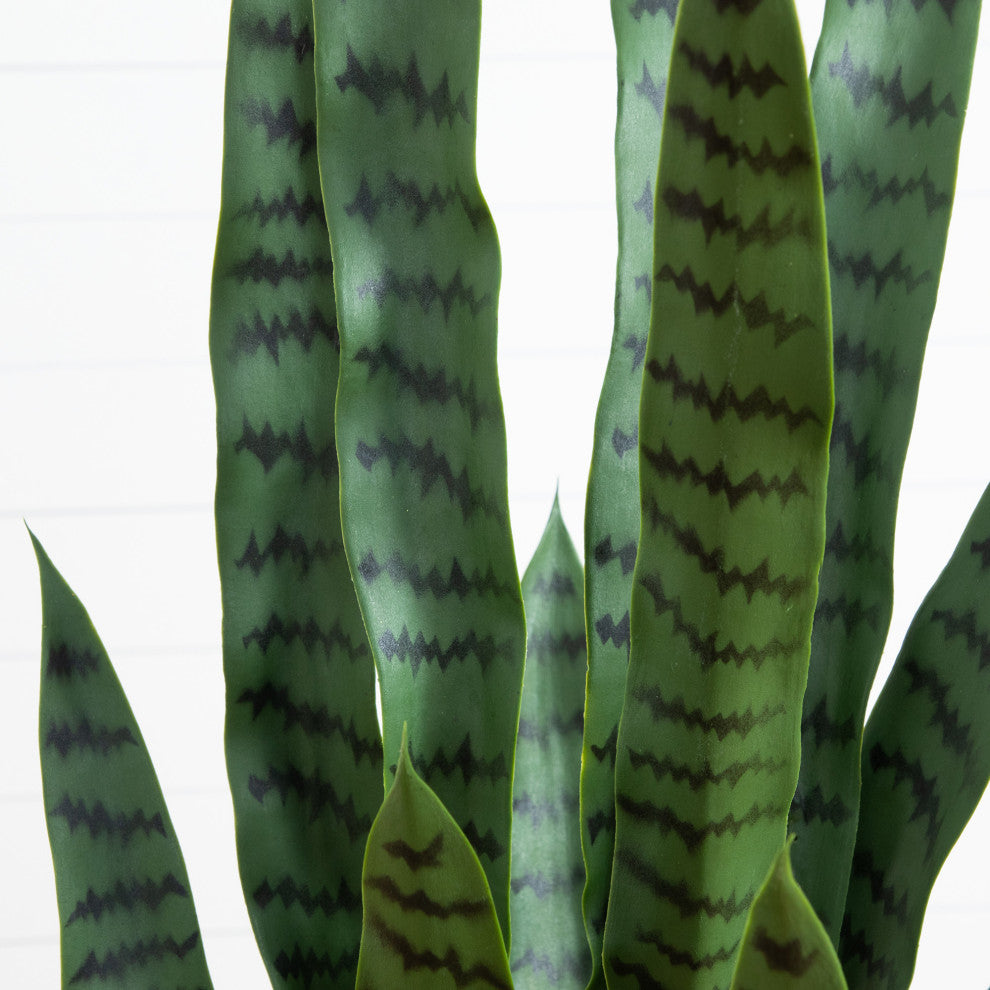 4ft. UV Resistant Artificial Sansevieria Plant, White Decorative Planter