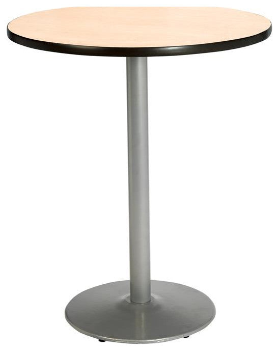KFI Natural 42in Breakroom Table with Round Silver Base Natural