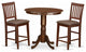 3 Pc Dining Counter Height Set - Dining Table, 2 Counter Height Chairs, Mahogany
