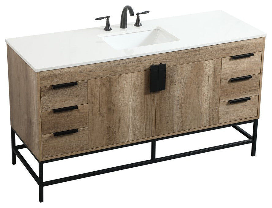 Home Living 22" Modern Natural Oak-Light Bathroom Vanity