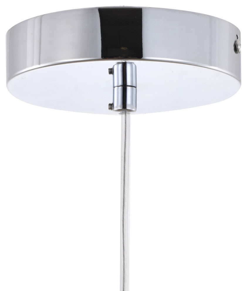 Chrome Metal LED Pendant With Clear Crystal Stone