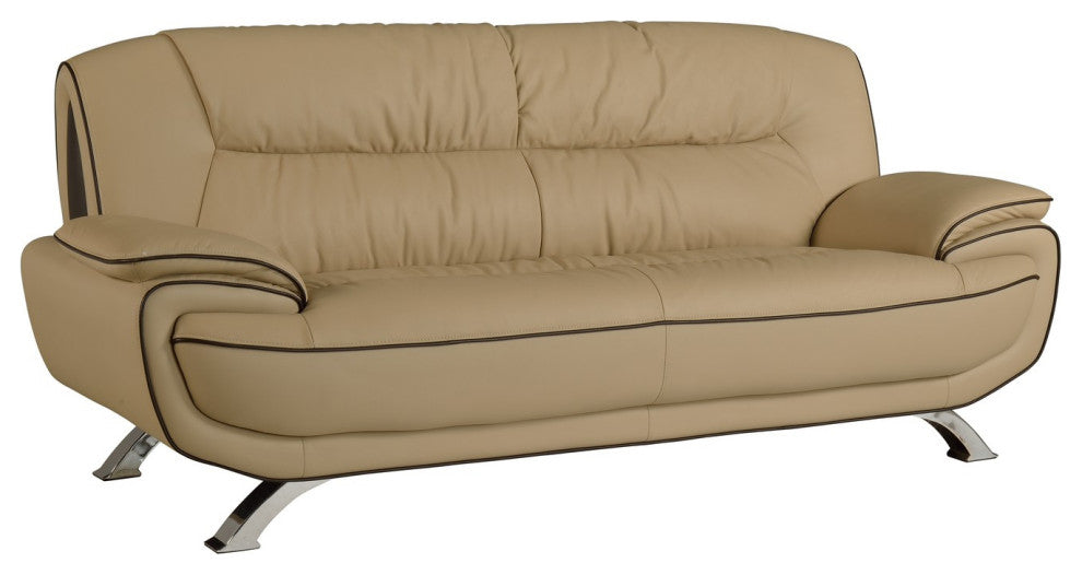 67''x35''x35'' Modern Beige Leather Sofa And Loveseat