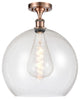Innovations 516-1C-AC-G124-14-LED 1 Light Semi-Flush Mount, Antique Copper