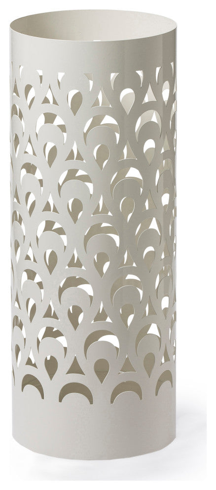 Peacock Round Umbrella Holder, Mango Steam, White