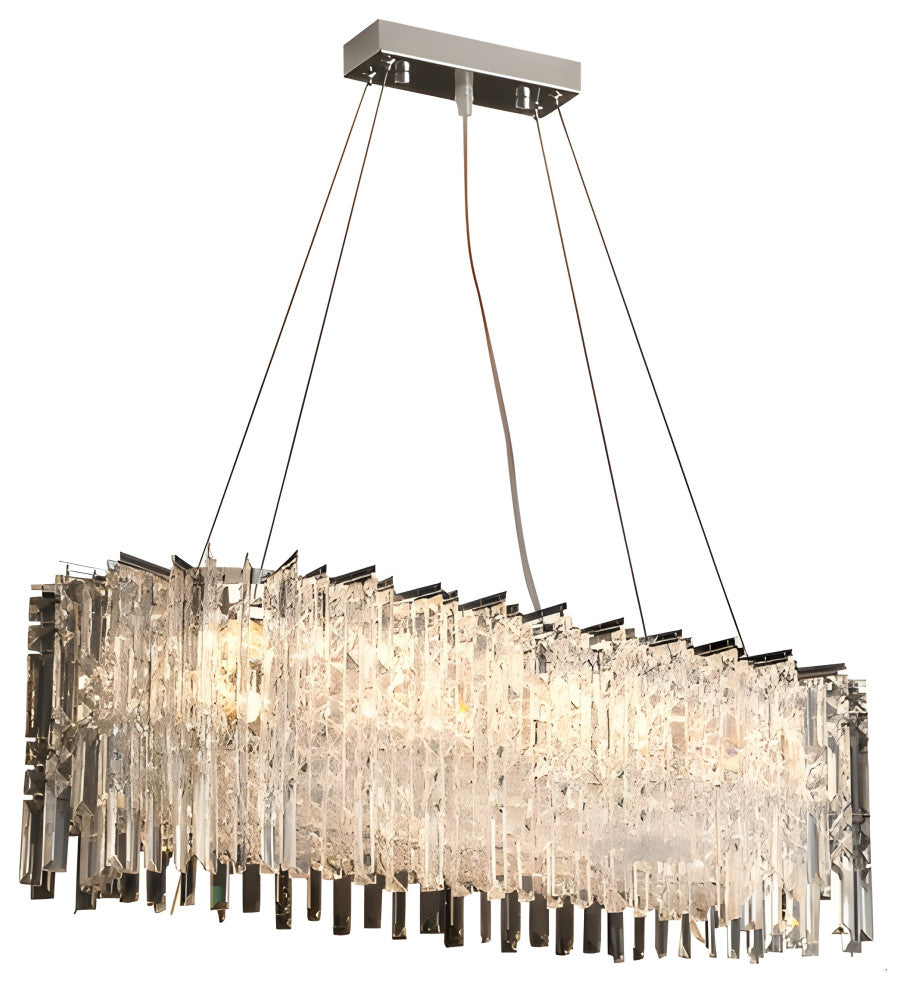 Agrigento | Modern Chrome Crystal LED Chandelier For Dining Room, Warm Light, Non-Dimmable