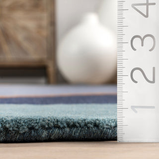 Greenwich Abstract Wool Area Rug, Blue Multicolor 4'x6'