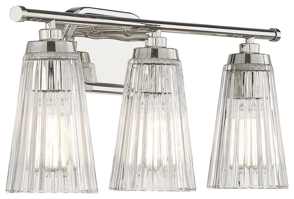 Chantilly 3-Light Bathroom Vanity Light, Polished Nickel