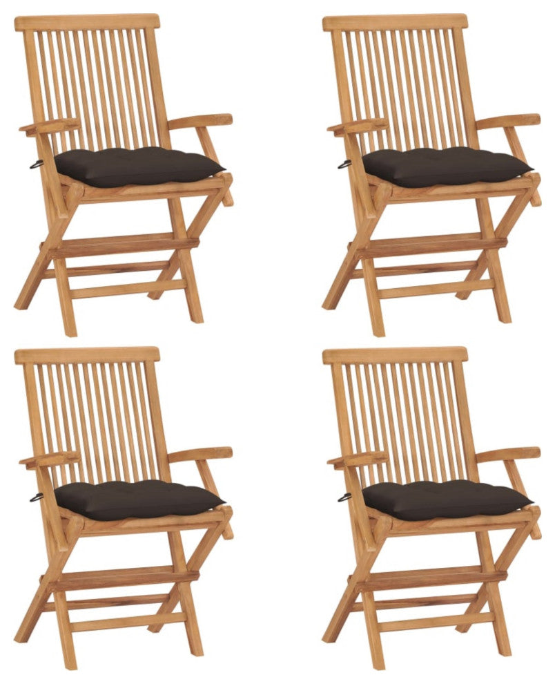 Vidaxl Garden Chairs With Taupe Cushions 4-Piece Set Solid Teak Wood
