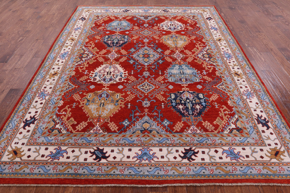 8' 1" X 10' 1" Handmade Super Kazak Wool Rug Q9506