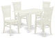 5Pc Dinette Set 4 Dining Chairs, Drops Leaves Dining Table, Linen White