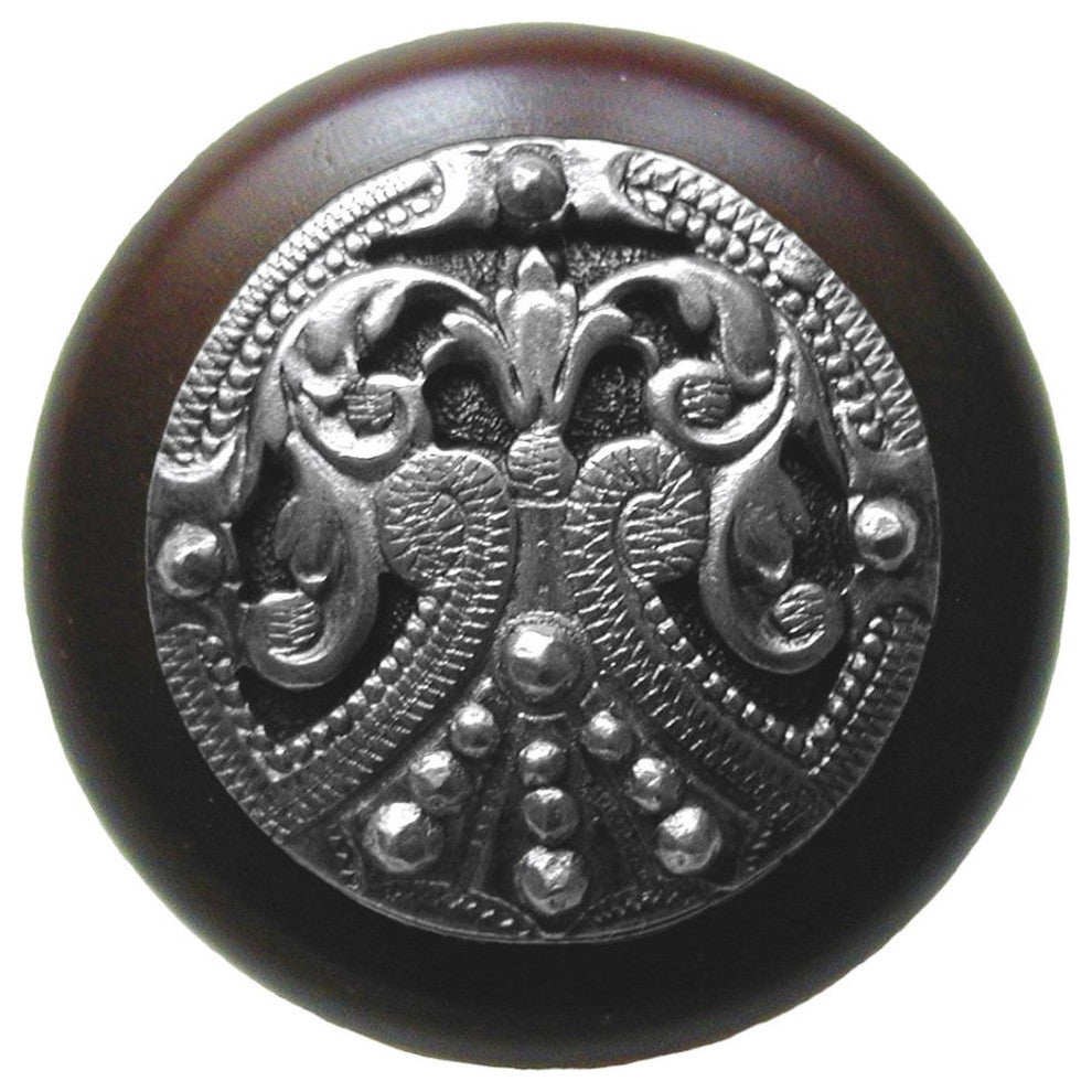 Regal-Crest Walnut Wood Knob, Brilliant Pewter