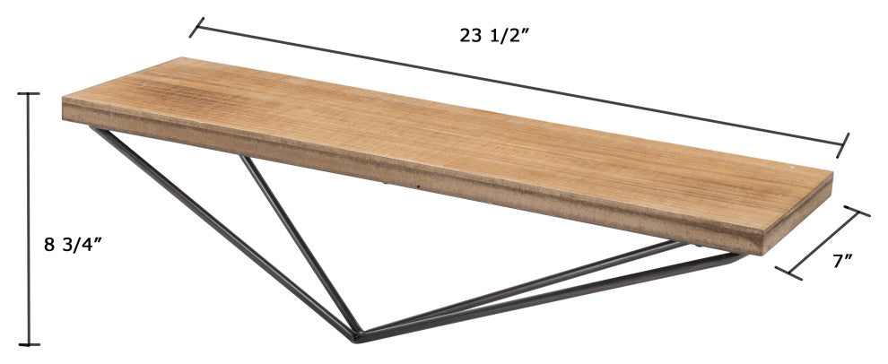 Danya B. Rustic Wall Mount Pine Wood Display Shelf With Asymmetrical Bracket