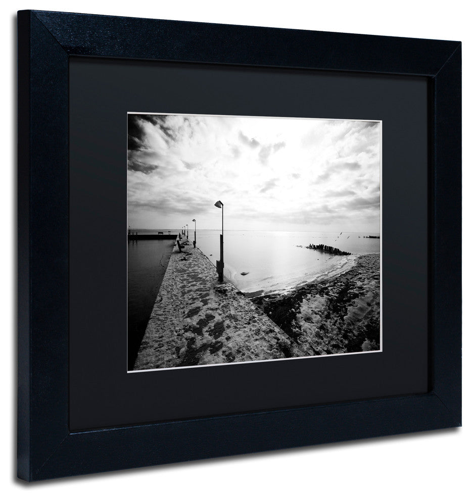 "Icy Dock on The Bay" Framed Art by Yale Gurney, Black, 14"x11", Black