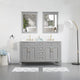 60 In Bathroom Vanity Set with 2Pcs 26 Inch Mirrors, Quartz Top, cUPC Certified, Titanium Grey