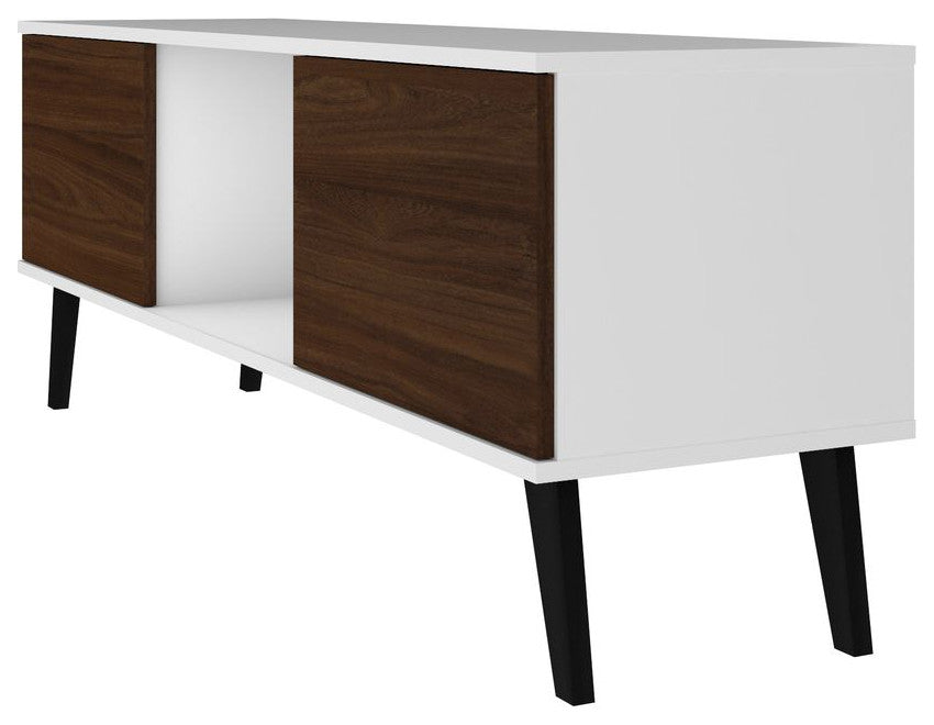 Doyers 53" TV Stand, White and Nut Brown