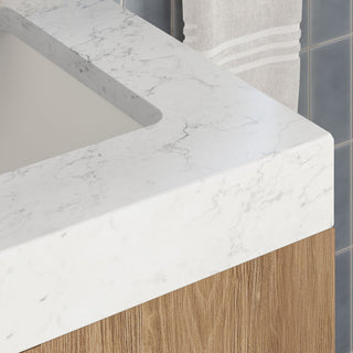 Bahia Bath Vanity, Oak, 72", Matte Black Hardware, Double, Freestanding