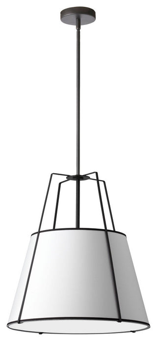 18" Contemporary Modern Pendant Light, Black With White Tapered Drum Shade