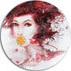 Illustrated Girl With Red Hair, Portrait Round Metal Wall Art, 11"
