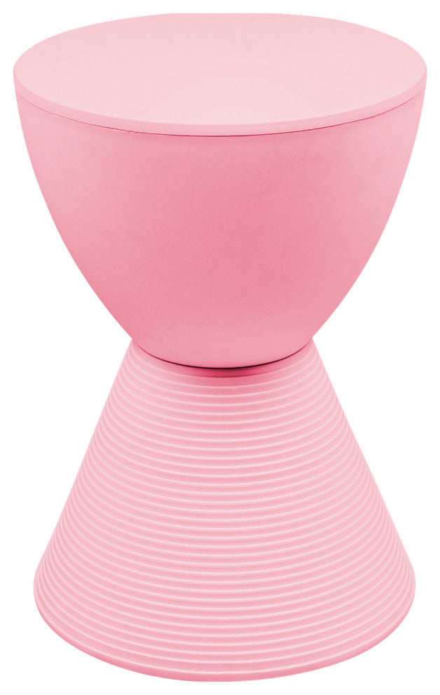 Round Side Table in ABS Plastic Ribbed Design End Table with Removable Lid, Pink