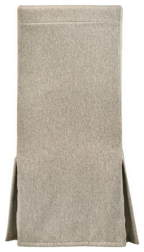 Benzara BM280304 Modern Fabric Skirted Dining Chair, Rubberwood, Set of 2, Beige