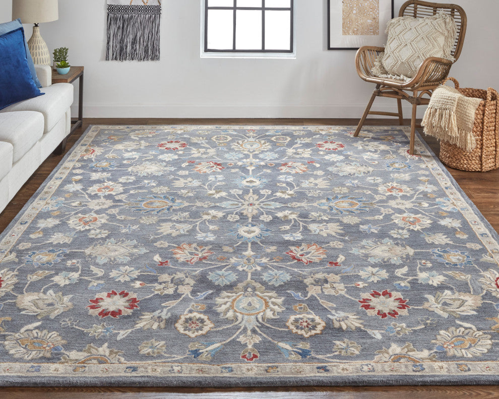 Weave & Wander Mattias Persian Rug, Blue/Red/Ivory, Rug, 4'x6'