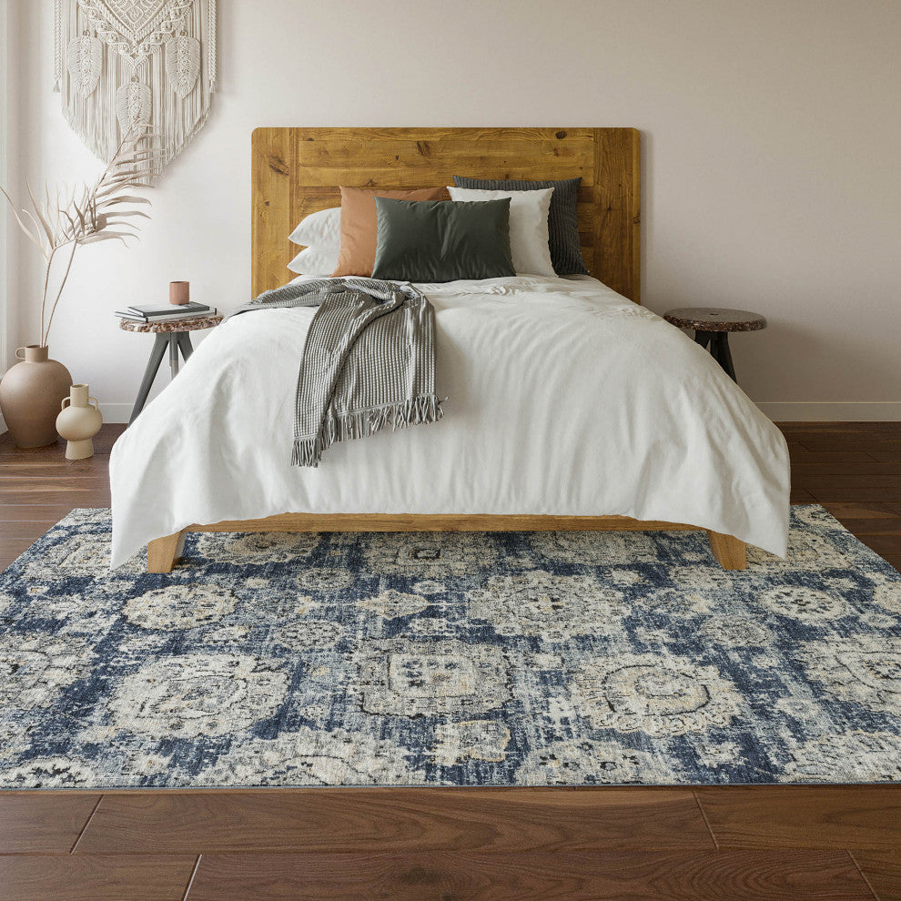 Premium Machine Washable Mayfield AMF634 Navy 9' x 12' Rug