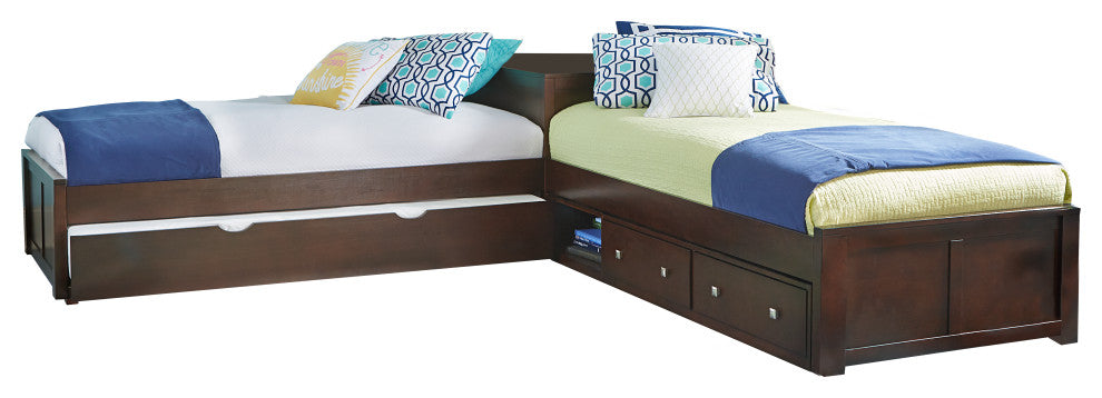 Hillsdale Pulse Wood Twin L-Shaped Bed With Storage and Trundle