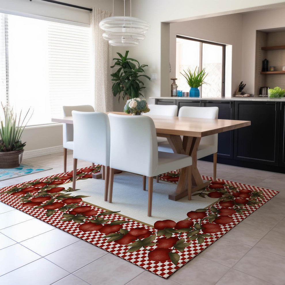 Indoor/Outdoor Kendall KE9 Red Machine Washable 10' x 14' Rug