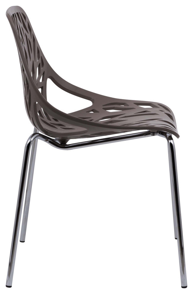 Leisuremod Asbury Stackable Dining Chair with Chome Legs, Taupe