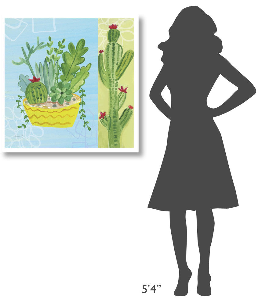 "Cacti Garden IV no Birds and Butterflies" Paper Print by Farida Zaman, 32"x32"