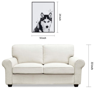 "Siberian Husky" Black and White Pet Art on Printed Glass with Anodized Frame
