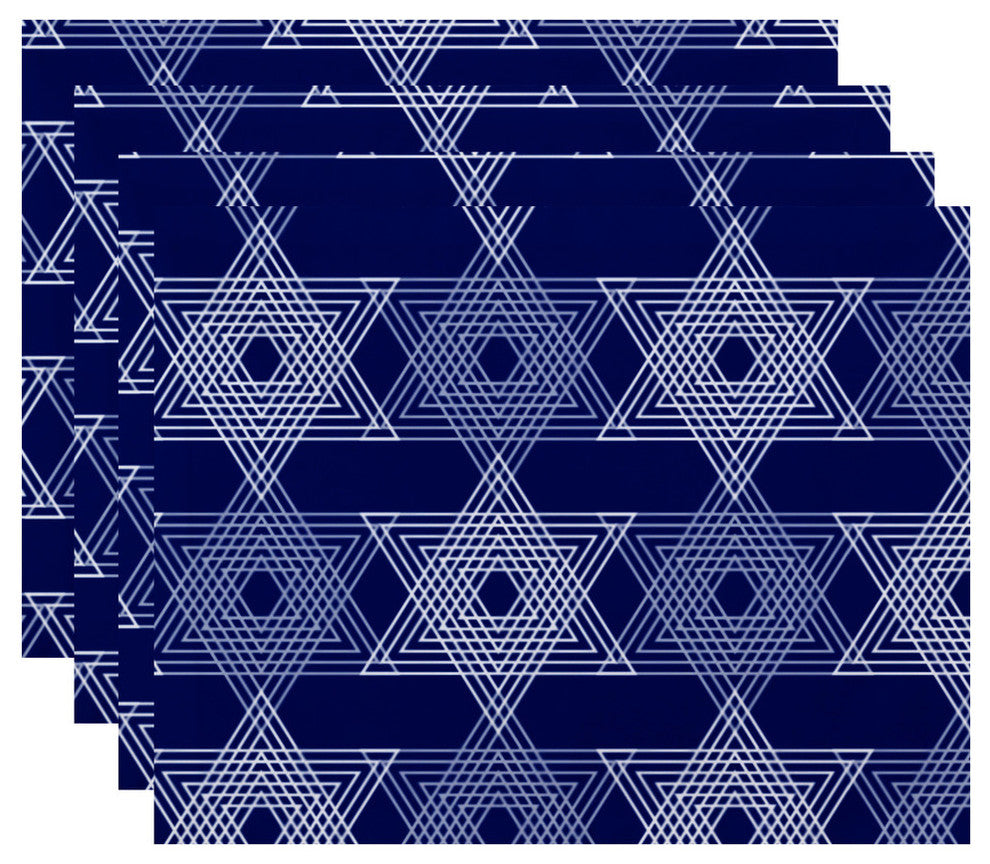 Decorative Holiday Placemat Geometric, Set of 4, Royal Blue