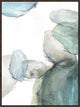 Blue Pebbles II, 31.25"x42.25", Espresso Natural Wood Gallery Floater