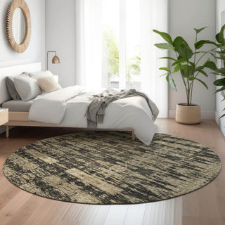Premium Machine Washable Mayfield AMF580 Black 8' x 8' Round Rug
