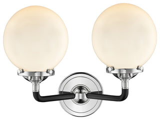 Beacon 2-Light LED Sconce, Black Polished Nickel, Shade: Gloss White