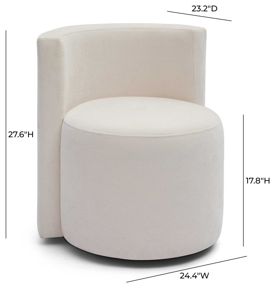 Alyssa Chenille Rolling Desk Chair, Cream Upcycled Velvet