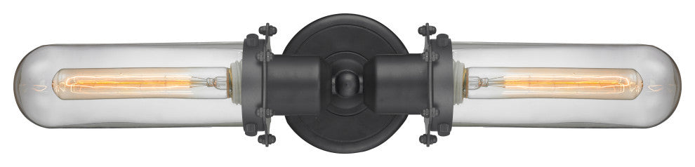 Centri 2 Light Bath Vanity Light, Matte Black/Clear -1