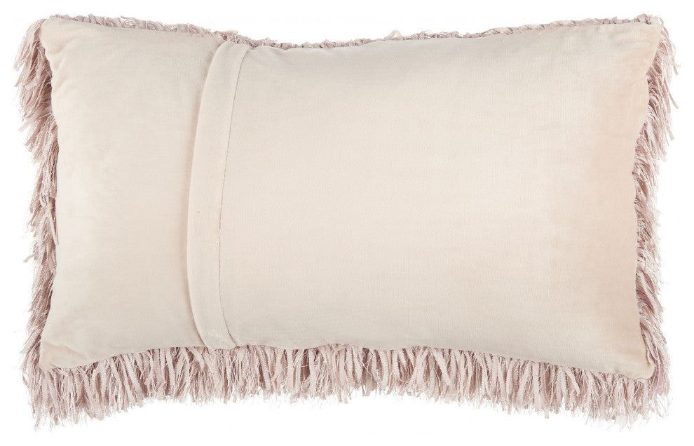 Long Blush Pink Shag Throw Pillow