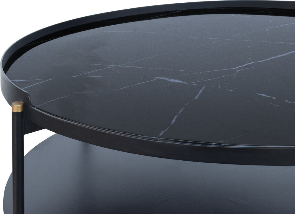 Modrest Randal Modern Round Black Metal Coffee Table