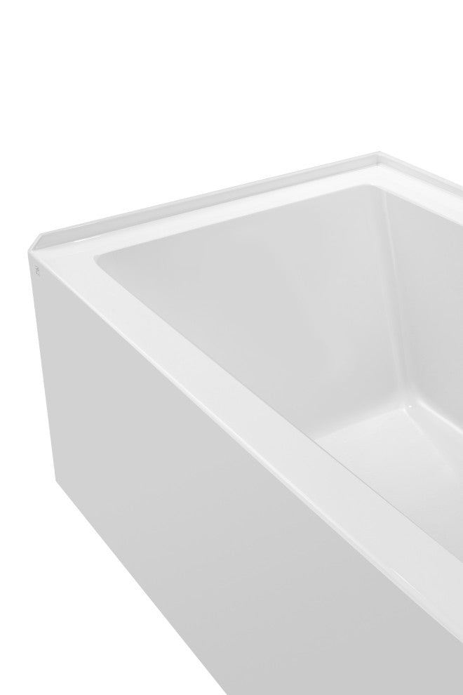 Vanity Art Alcove Soaking Acrylic Bathtub, White/Matte Black, 48"x32", Right