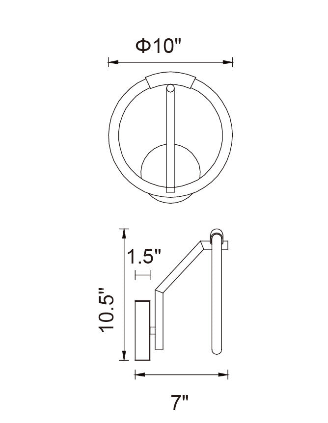 Hoops 1 Light LED Wall Sconce With Black Finish