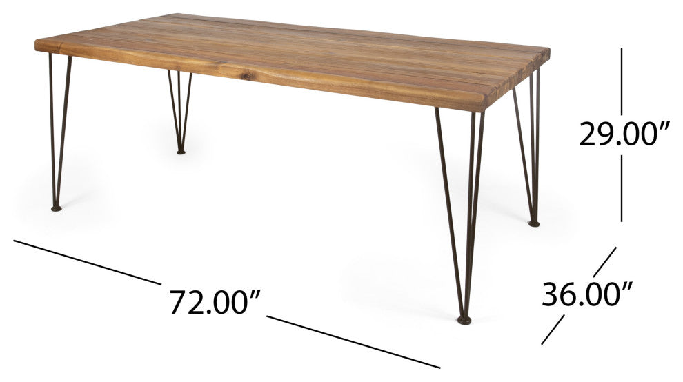 Eleanor Indoor 72" Rectangular Acacia Wood Dining Table