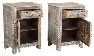 Delaney Carved 1 Door Nightstand, Limestone Gray, Right