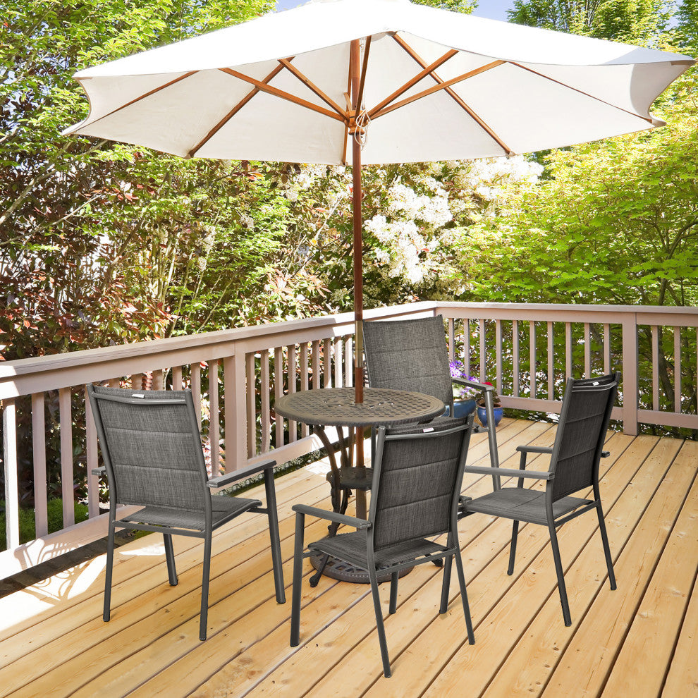 Costway Set of 6 Patio Dining Chair Stackable Padded Armrest No Assembly