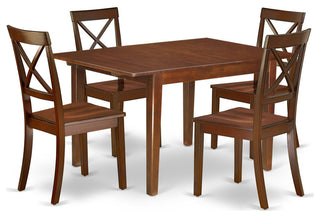 5Pc Rectangle 42/54"Table, 12, Butterfly Leaf And Four Wood Seat Chairs