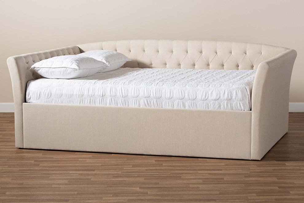 Jayleen Fabric Upholstered Daybed, Beige, Queen