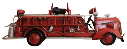 1938 Red Fire Engine Ford 1:40 Iron Vintage Model